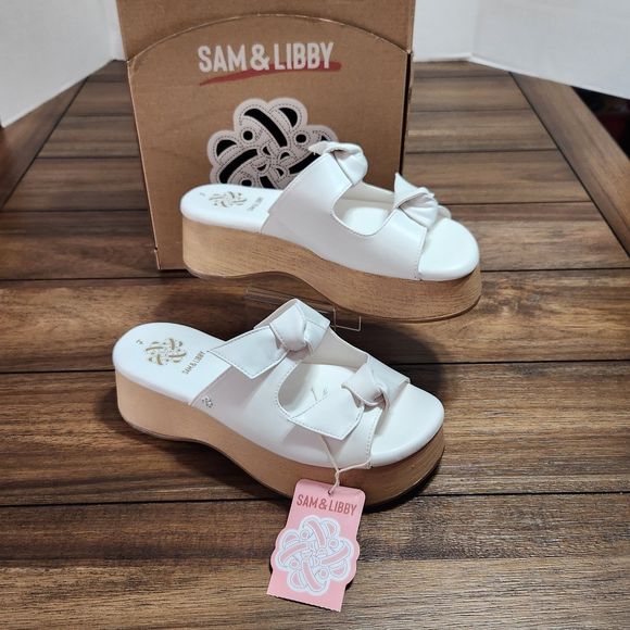 Sam & Libby Indie Double Bow Wht. Sandles 7 W/Box - Picture 2 of 8